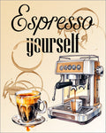 Wall Art Prints Unframed
8x10 “Espresso Yourself” Wall Art – Pale Brown Background with Coffee Stains &amp; Espresso Machine, Matte Print, Ready to Hang, Shipped Flat