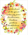 Wall Art Prints Unframed
8x10 Fruit of the Spirit Wall Art – Pale Watercolor Fruit Background, Christian Inspirational Print, Ready to Hang, Shipped Flat