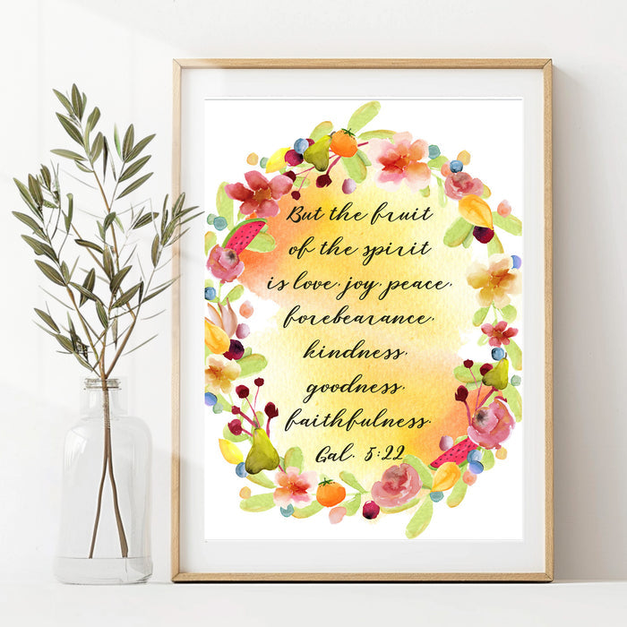 Wall Art Prints Unframed
8x10 Fruit of the Spirit Wall Art – Pale Watercolor Fruit Background, Christian Inspirational Print, Ready to Hang, Shipped Flat