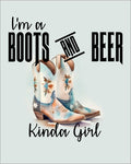 Wall Art Prints Unframed
8x10 Cowgirl Wall Art – “I’m a Boots and Beer Type of Girl” Print, Pale Teal Background, Western Decor, Ready to Hang, Shipped Flat