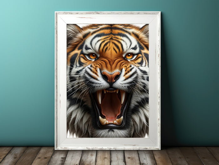 Wall Art Prints Unframed
8x10 Snarling Tiger Wall Art – Fierce Close-Up with Bared Teeth &amp; Squinting Eyes, Matte Print, Ready to Hang, Shipped Flat
