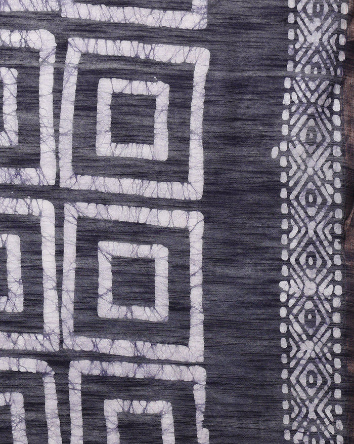 Wax Batik Hand Dyed Kota Silk Saree Indigo