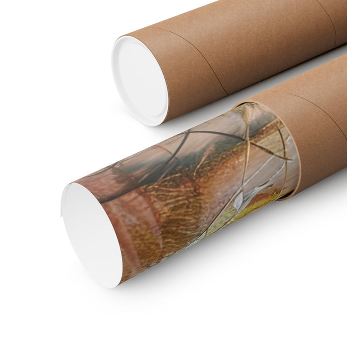 Roll of paper with a nature-themed design on a white background