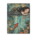 Whimsical Nautical Canvas Art - Mermaid Sleeping on the Ocean Mixed Media Print