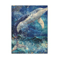 Whimsical Nautical Canvas Art - Leaping Whale Decor Mixed Media Print