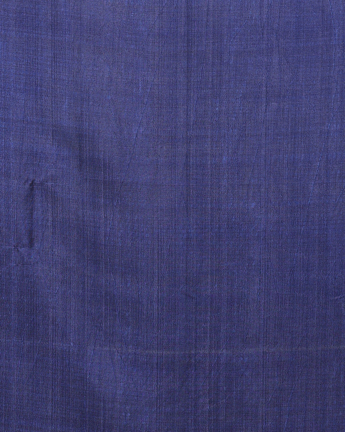 Indiehaat | Kashmiri Silk Printed Saree White & Dark Blue