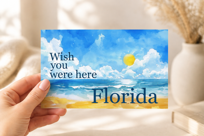 Wish You Were Here Florida Blank Notecard Set | Coastal Beach Greeting Cards