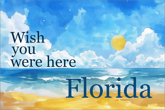 Wish You Were Here Florida Blank Notecard Set | Coastal Beach Greeting Cards