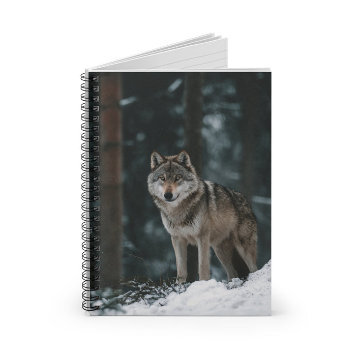 Wolf Spiral Notebook – 6" x 8" Wildlife Ruled Journal