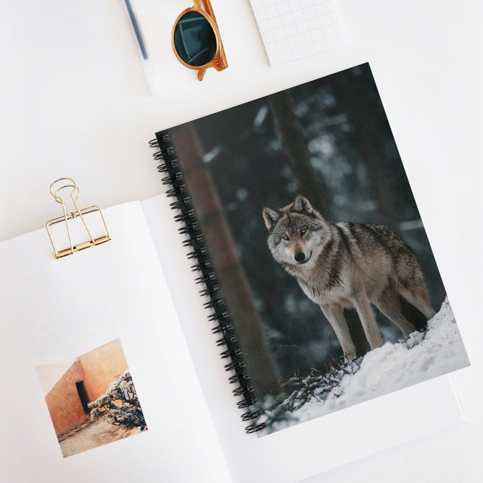 Wolf Spiral Notebook – 6" x 8" Wildlife Ruled Journal