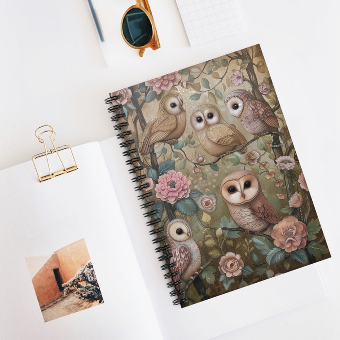 Woodland Owl Garden Spiral Notebook – 6" x 8" Ruled Nature Journal