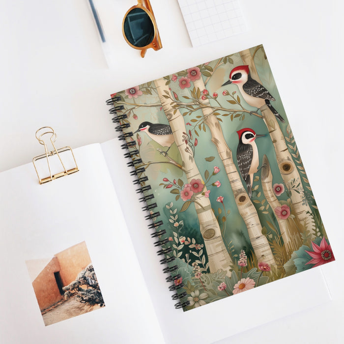 Woodpecker & Wildflower Spiral Notebook – 6" x 8" Nature Journal
