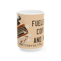 Writer Coffee Mug 15 oz Fueled by Coffee and Words Author Gift Cup