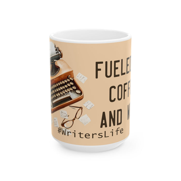 Writer Coffee Mug 15 oz Fueled by Coffee and Words Author Gift Cup