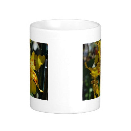Yellow Orchid Flower Coffee Mugs Ceramic 11 oz 15 oz