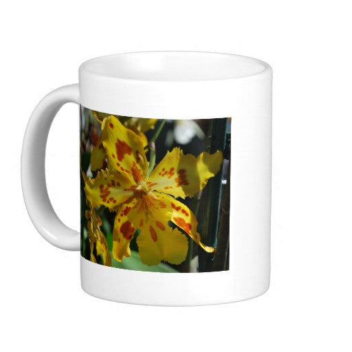 Yellow Orchid Flower Coffee Mugs Ceramic 11 oz 15 oz