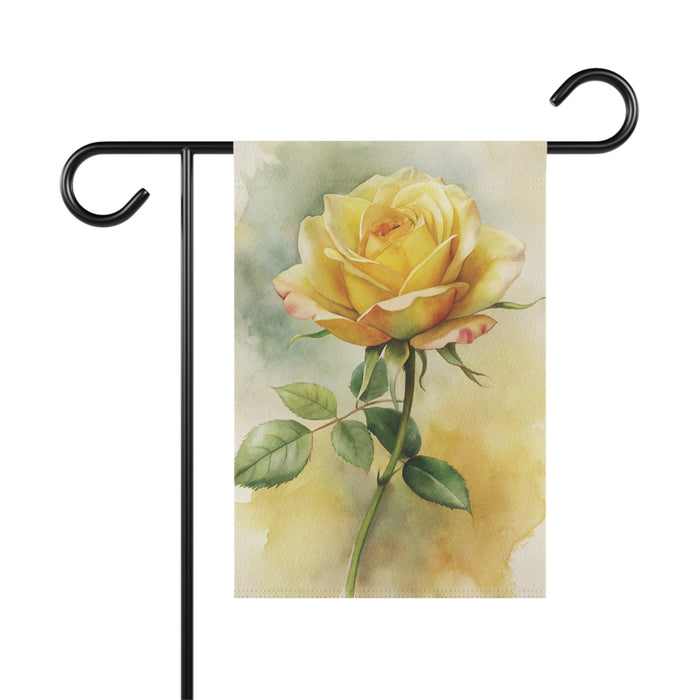 Yellow Rose Watercolor Garden Flag & Porch Banner Floral Yard Decor