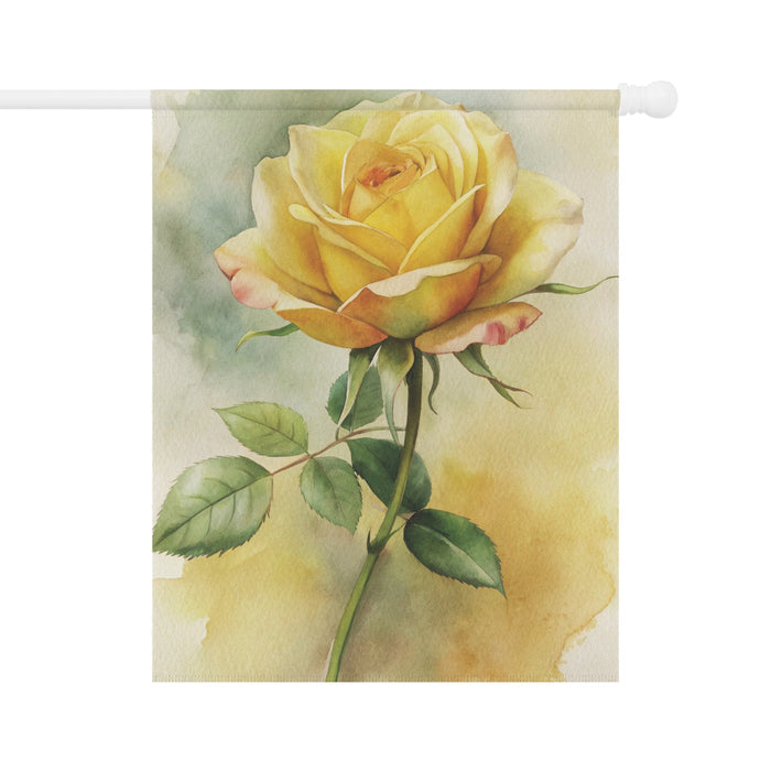 Yellow Rose Watercolor Garden Flag & Porch Banner Floral Yard Decor