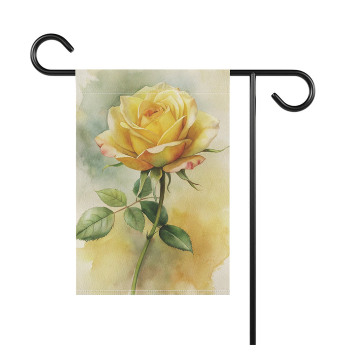 Yellow Rose Watercolor Garden Flag & Porch Banner Floral Yard Decor