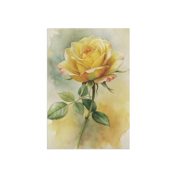 Yellow Rose Watercolor Garden Flag & Porch Banner Floral Yard Decor