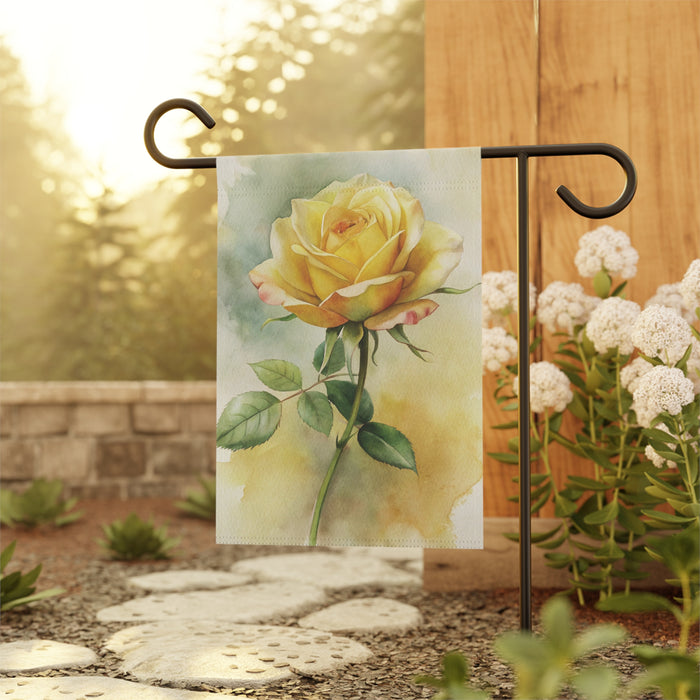 Yellow Rose Watercolor Garden Flag & Porch Banner Floral Yard Decor