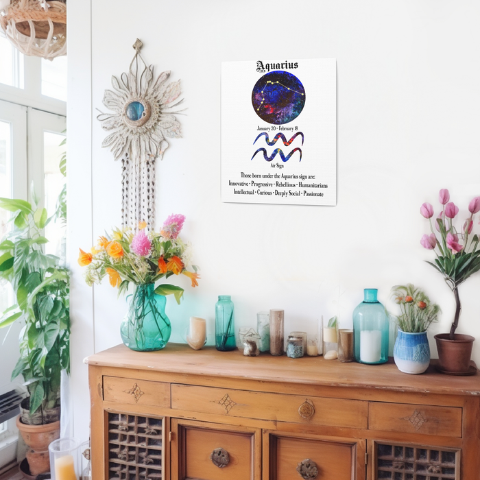 Zodiac Wall Art Aquarius Sign Print 8x10 Canvas Gallery Wraps