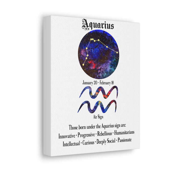 Zodiac Wall Art Aquarius Sign Print 8x10 Canvas Gallery Wraps